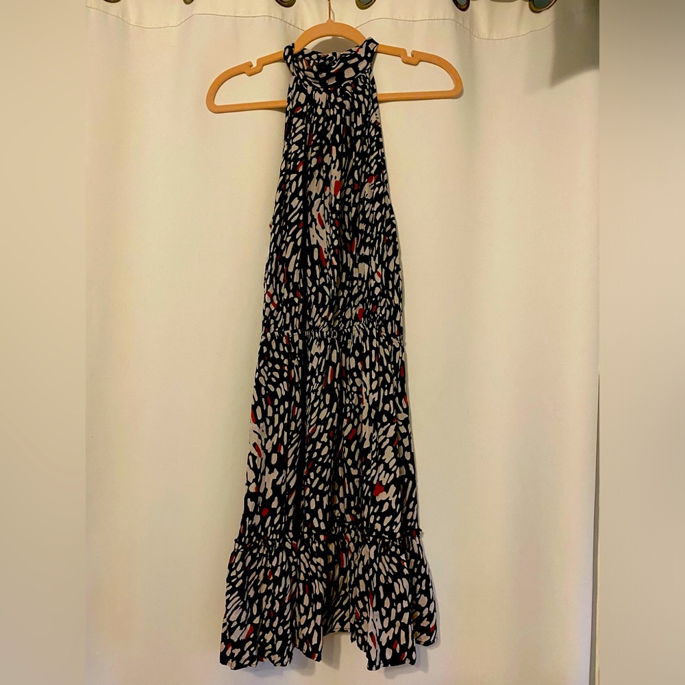 Brown black and white spotted dress